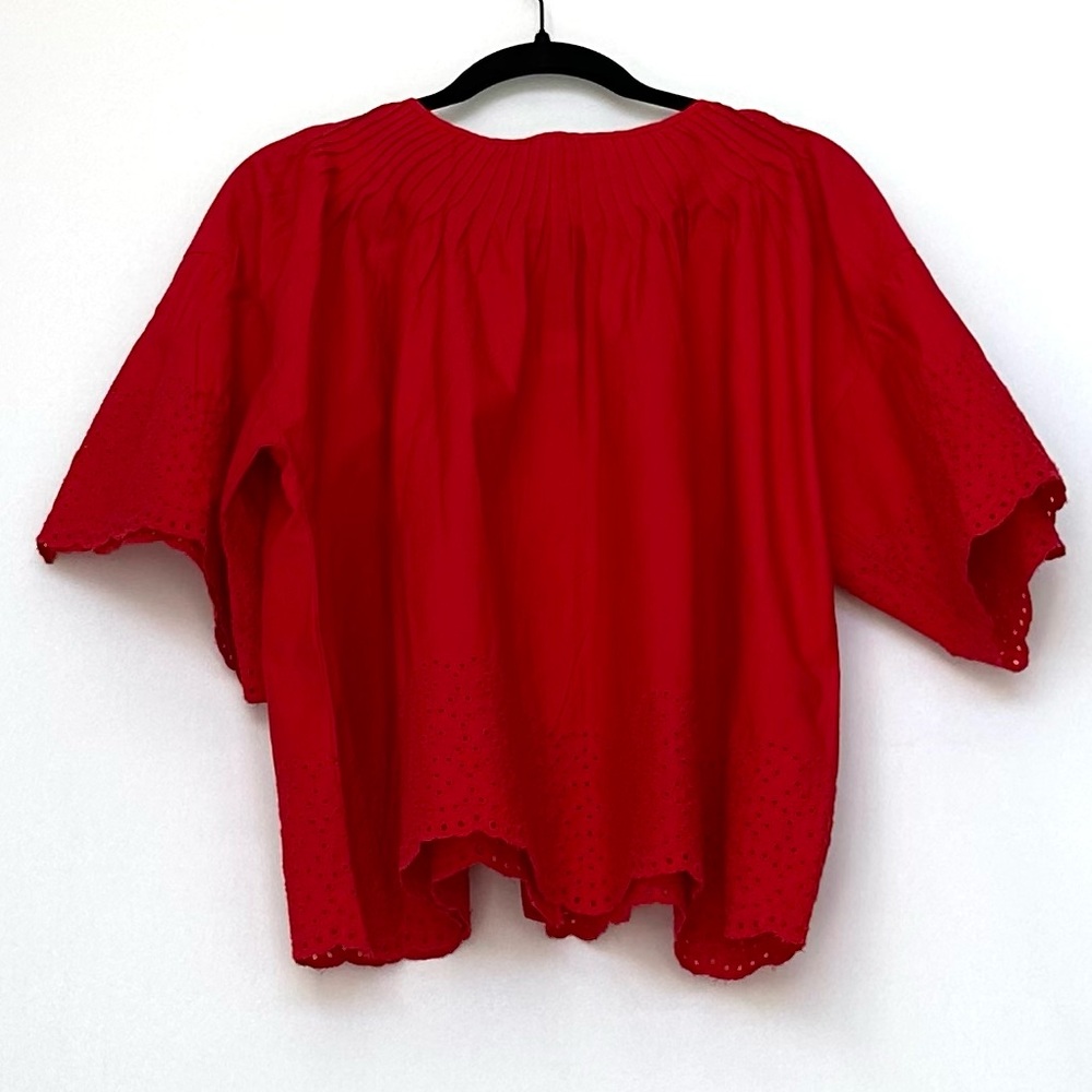 J.Crew Jolie Top in Eyelet Cotton Poplin in Vintage Red | XL | NWT - Picture 6 of 14